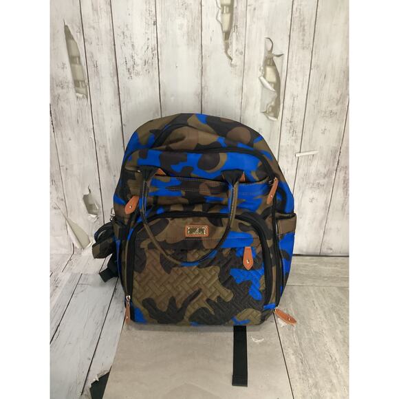 Babbleroo Diaper Bag Backpack Camo Blue Baby Essentials Travel Bag - Picture 1 of 4